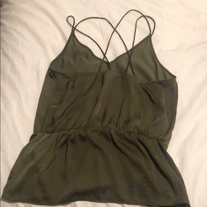 Olive Green Cross Bank Top (Size Small)